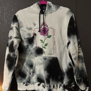Rue21 Black and White Tie-Dye Hoodie